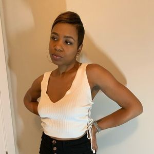 White tank with side lace up